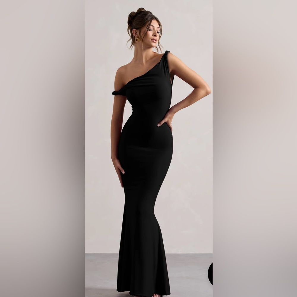 Club L London Black One Shoulder Bodycon Dress